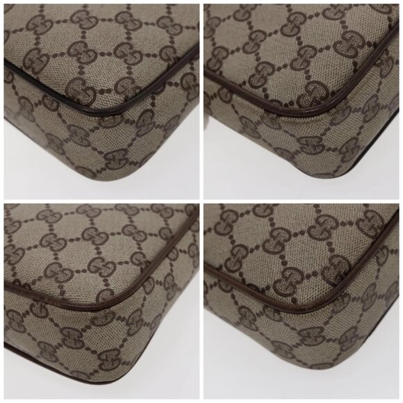 GUCCI GG Supreme Web Sherry Line Shoulder Bag PVC Beige Gold Red Auth 95726 - Picture 14 of 16